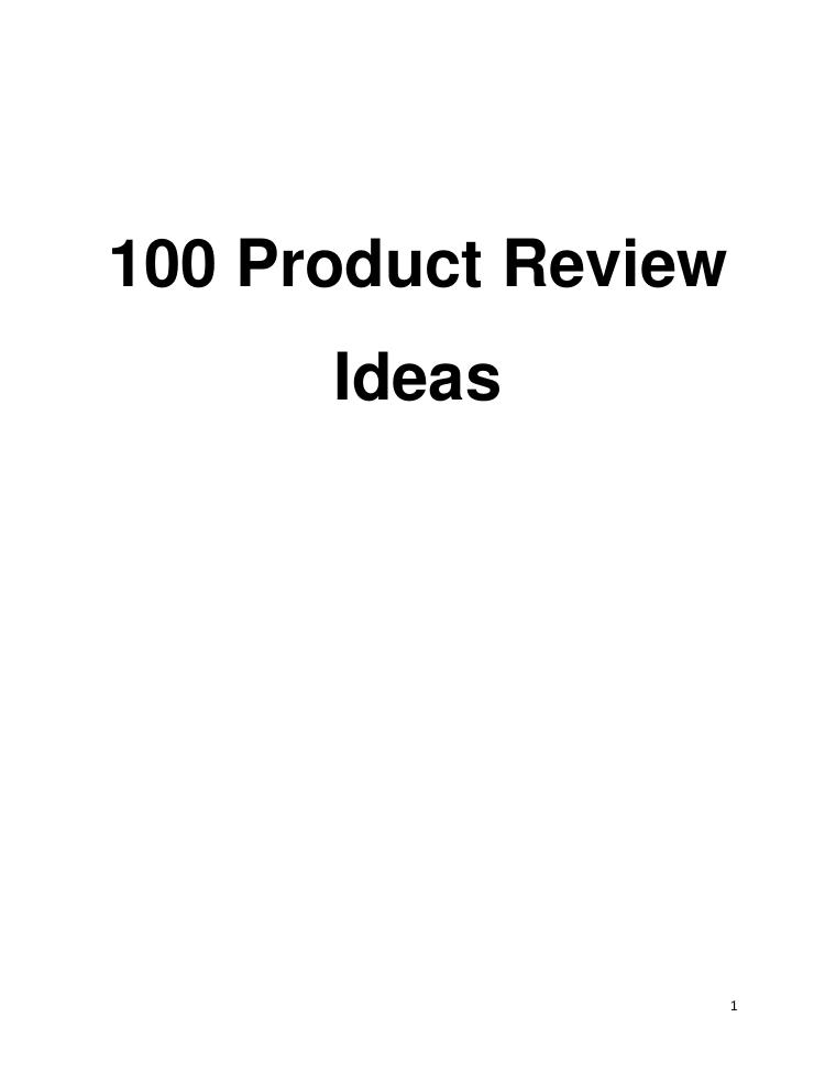 100 Product Review Ideas document preview