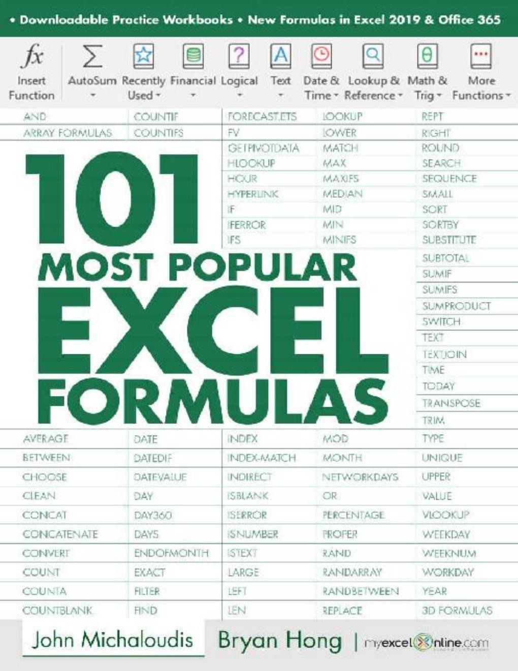 101 Most Popular Excel Formulas document preview